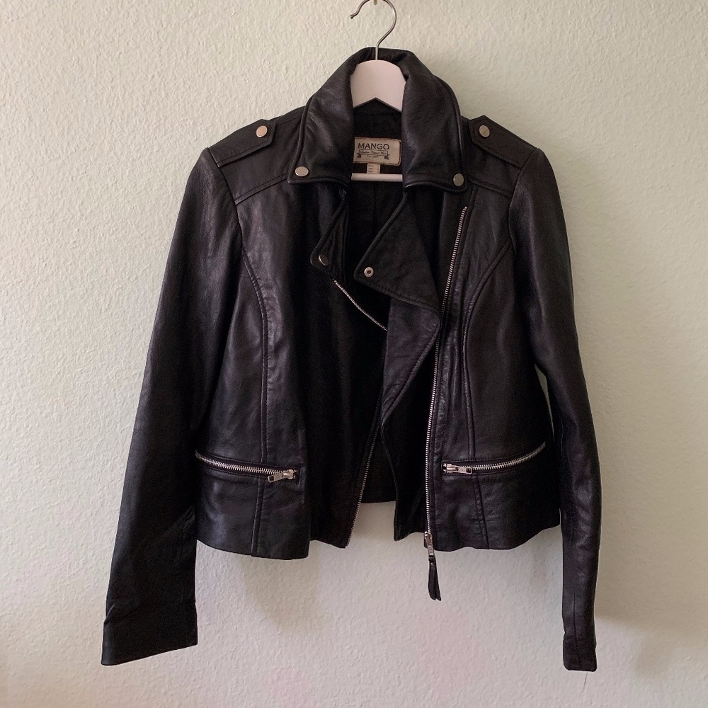 Mango Leather Motorcycle Jacket